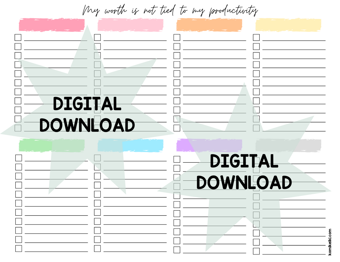 Printable To-Do List - My worth is not tied to my productivity