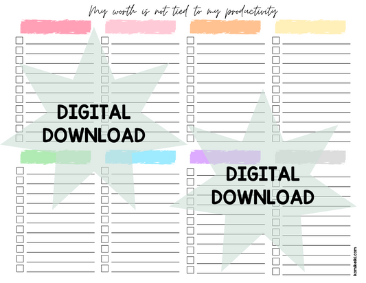 Printable To-Do List - My worth is not tied to my productivity