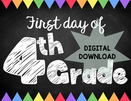 Printable First and Last Day of 4th Grade Signs - Chalkboard