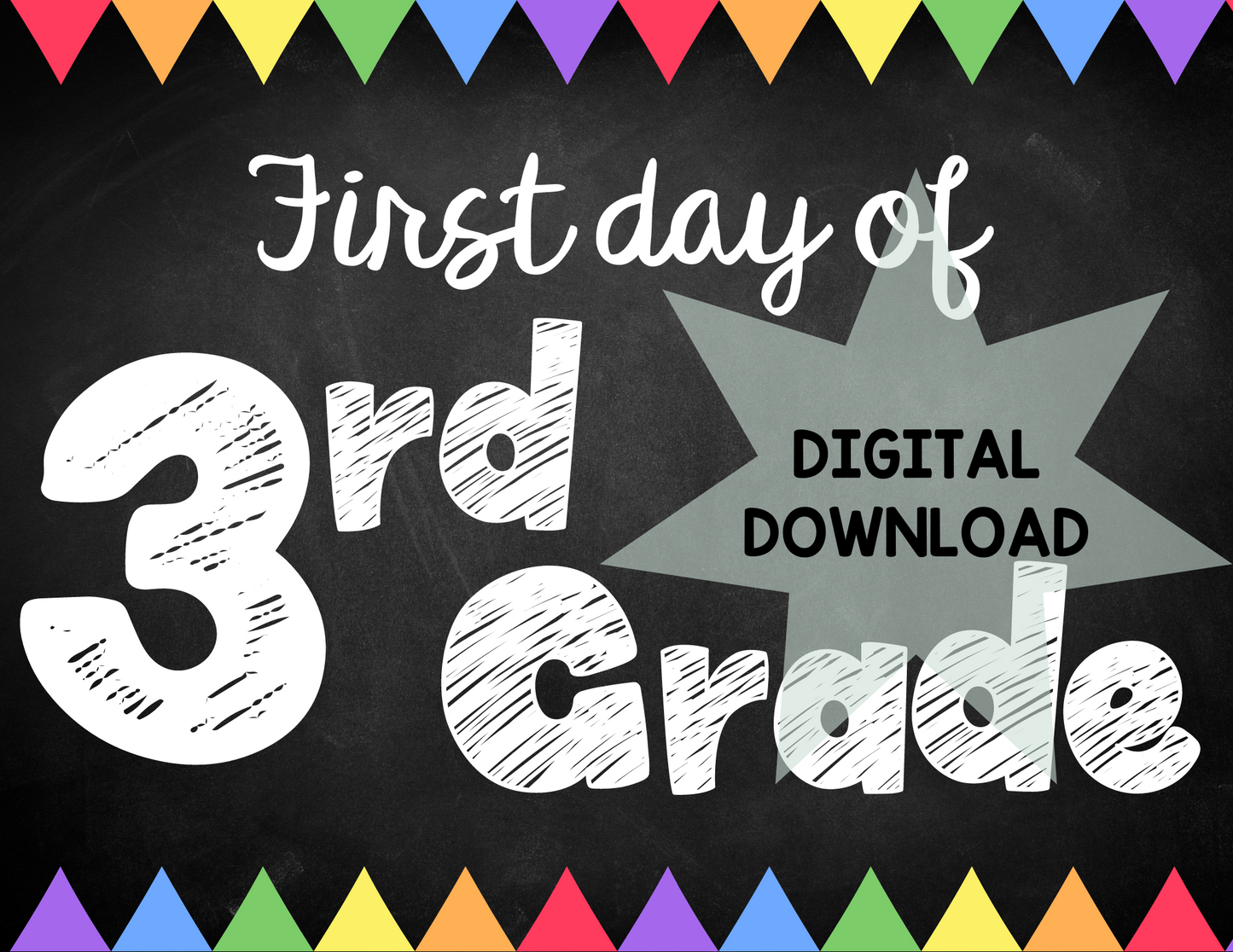 Printable Frist and Last Day of 3rd Grade Signs - Chalkboard