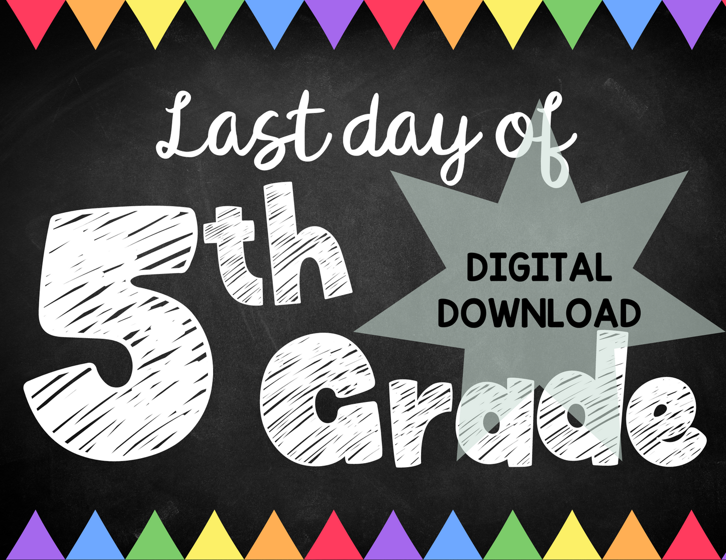 Printable First and Last Day of 5th Grade Signs - Chalkboard