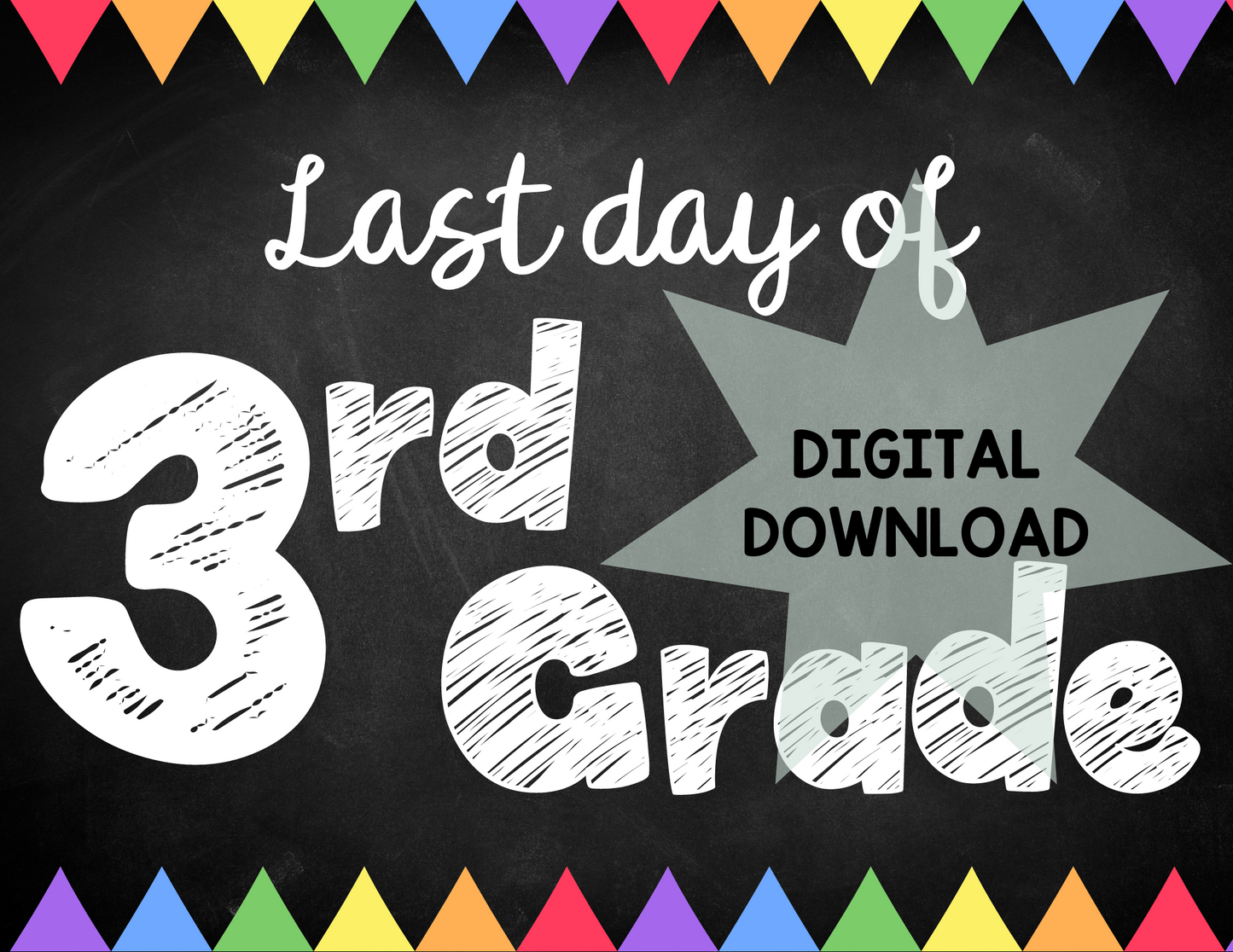 Printable Frist and Last Day of 3rd Grade Signs - Chalkboard