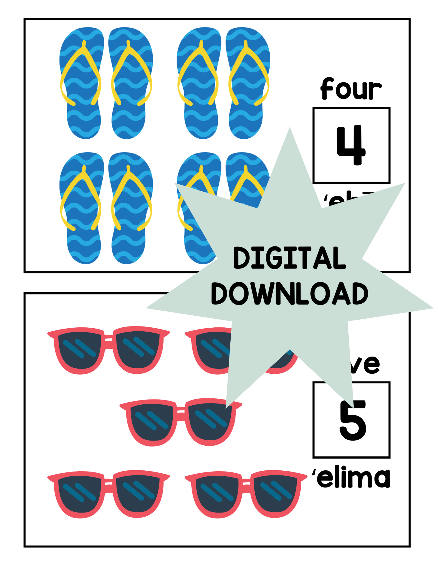 Printable Hawaii Counting Mats