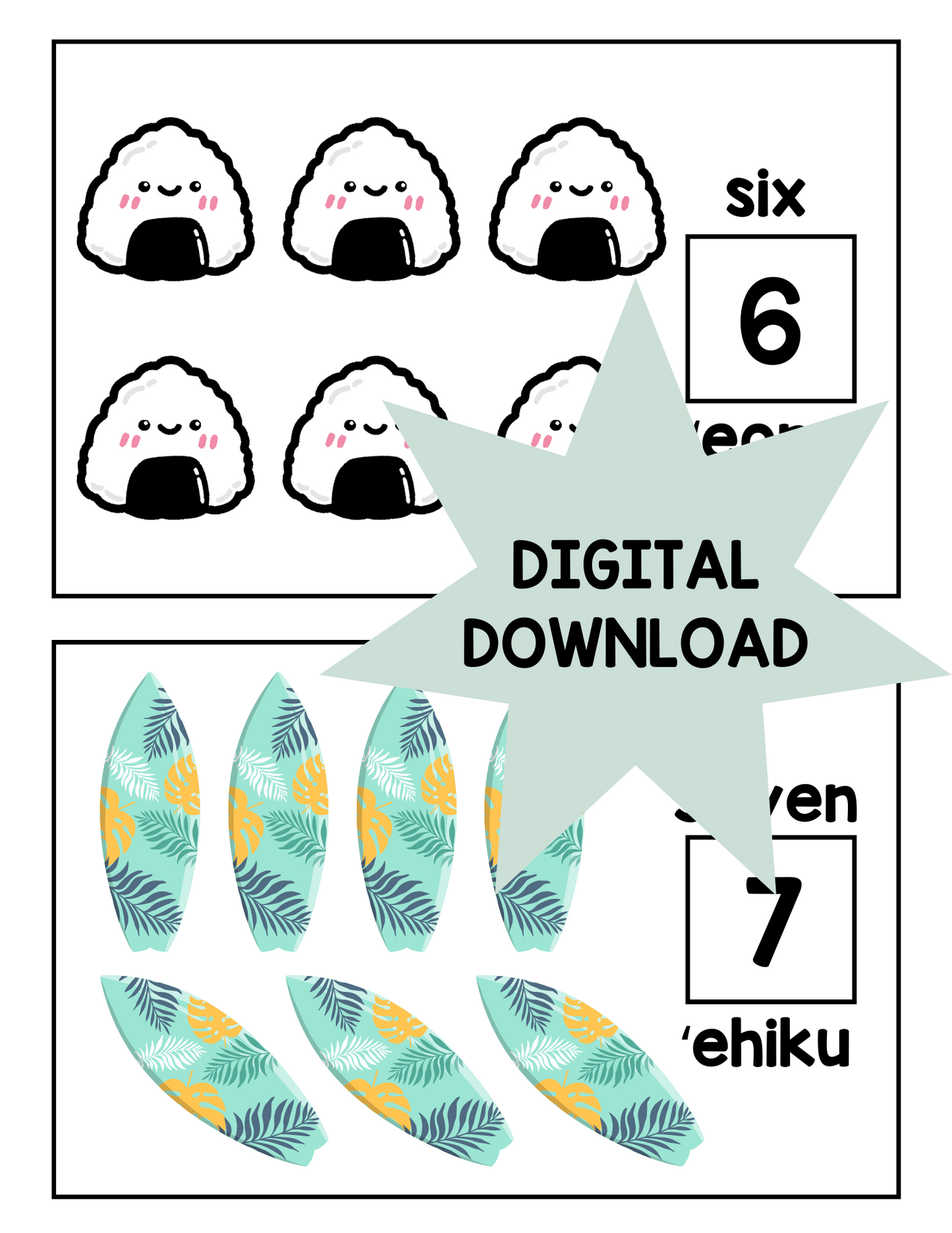 Printable Hawaii Counting Mats