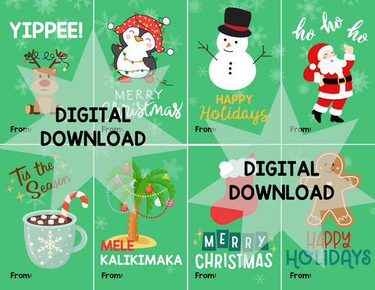 Printable Christmas Holiday Gift and Goodie Bag Tags