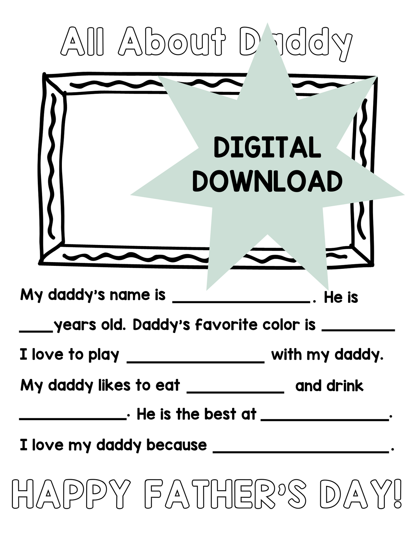 Printable "All About Daddy" Father's Day Activity